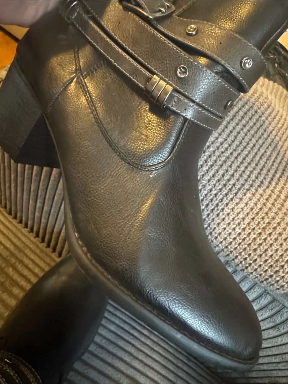 Women’s Black Ankle Boots with Decorative Straps